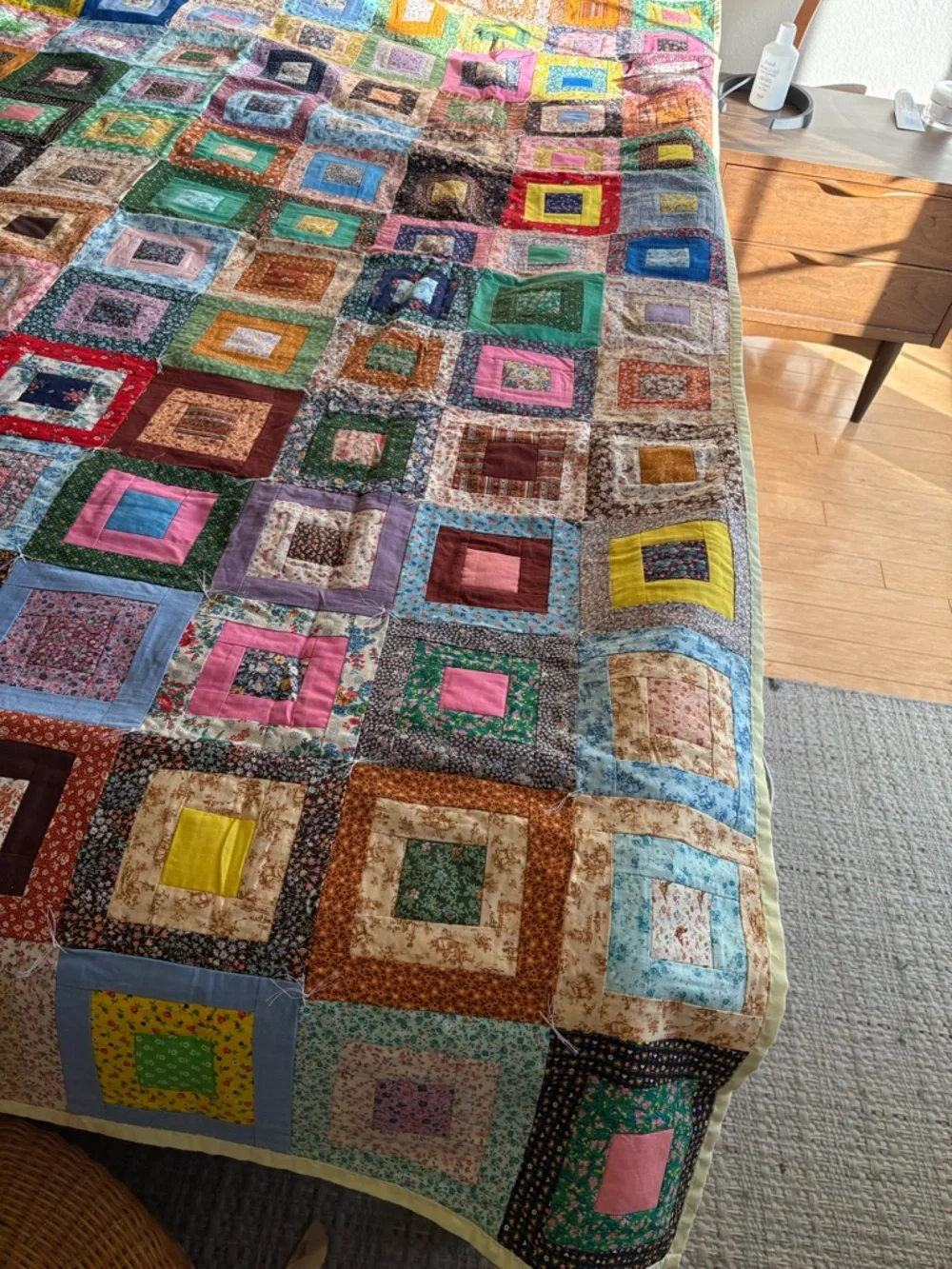 Handmade Multicolor Patchwork Quilt - Vibrant Square Design